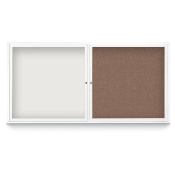 Corkboard, Single Door, Radius Frame, 18x24", Satin/Natural Tan Cork